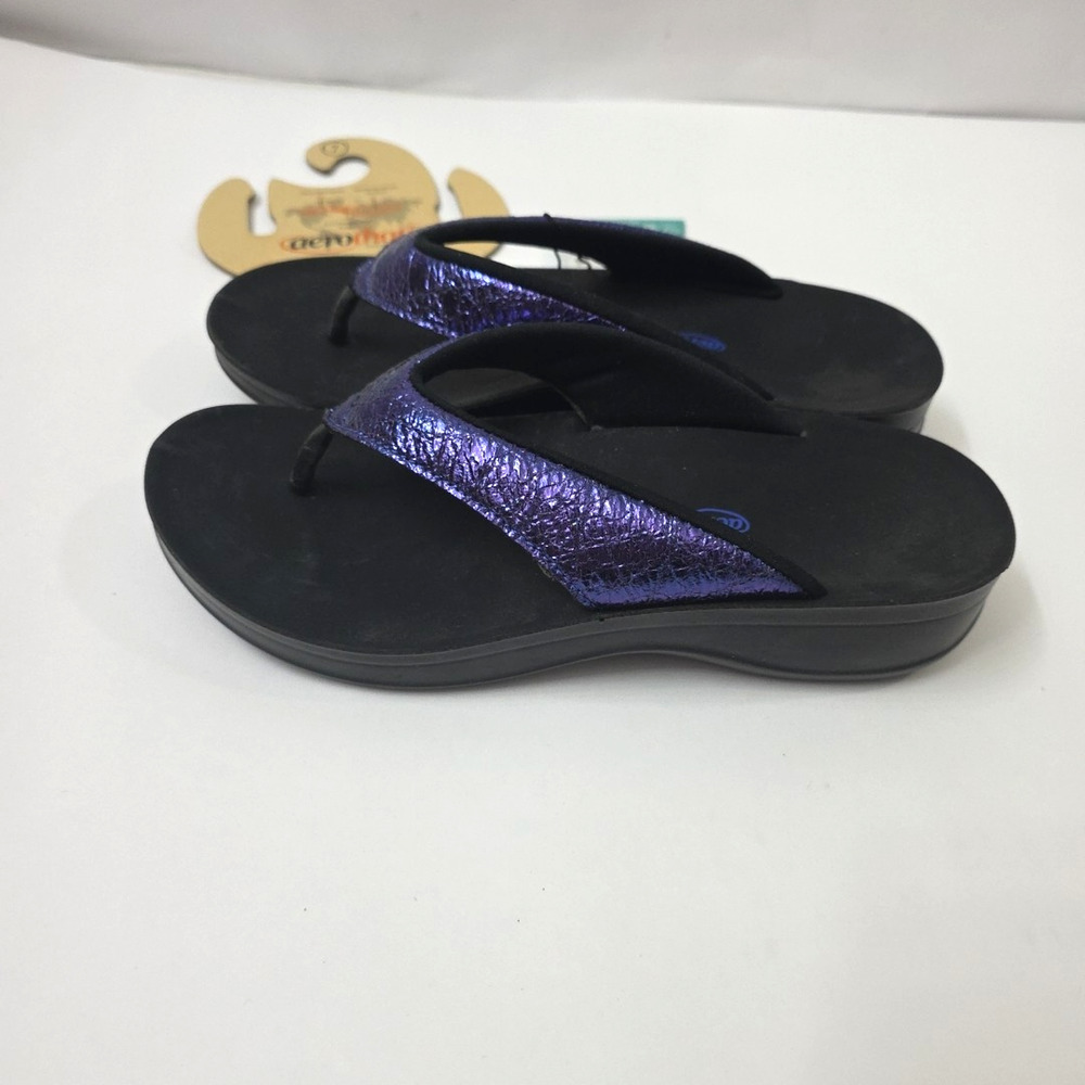 Women's 7 Purple Orthotic Comfort Sandals With Arch Support Heel + Arch Support - Picture 5 of 11